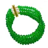 Naszyjniki Zestaw Mody Green Multi Strands Oświadczenie Nigerian Wedding African Kulki biżuterii Crystal 5-LLDH07