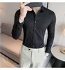 Men's Dress Shirts Large 4XL-M Men's Shirt High Elastic Seamless Quality Slim Long Sleeve Luxury Banquet Social Formal For Men