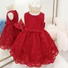 Girl Dresses 0-4 Year Old Summer Red Sleeveless Baby Blue Lace Bow Vestido Party 1 2 3 4 Years Toddler Clothes OGF224460