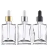 Glass Essential Oil Dropper Pipette Square Flat Bottles Original Liquid Perfume Oil Bottle Cosmetic Container Glass Dropper Vials Viales Cuentagotas De Vidrio