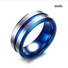 Wedding Rings Fashion Jewelry Blue Stainless Steel Couple Engagement Valentine's Day Gift