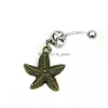 Navel Bell Button Rings D0711 Double Stars Belly Ring Clear Color 14Ga 10Mm Length Drop Delivery Jewelry Body Dhgarden Dh80G