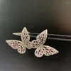 Stud Earrings Insect Cubic Zircon Butterfly Earring 24 21MM Fashion Women Jewelry Copper