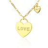 Chains Zircon Stone Engraved Love Heart Pendant Necklace Gold Color Copper Initial Chain Party Neck Jewelry Accessories