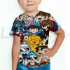 Мужские футболки Мужские футболки T-футболка Mikecrack Kids 3d Cartoon Tops Summer Boys Girl