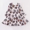 Flickans klänningar Girlymax Fall Halloween Baby Girls Barn Barnkläder Mjölk Silk Floral Farm Pumpkin Print Twirl Dress Kne Längd Lång ärm Z0223