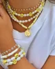 Łańcuchy 3PCS Boho Freshwater Pearl Choker Naszyjnik dla kobiet ręcznie robione kolorowe polimerowe gliniane koraliki Naszyjniki femme biżuteria