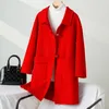 여자 재킷 가을과 겨울 100 양모 여성 복식 트위드 코트 중간 길이 하이 엔드 한국 패션 캐주얼 라펠 재킷 230223