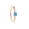 Cluster Rings Rose Gold Color Two Stone Cz Turquoises Simple Thin Band Girl Women Finger Ring