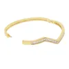 Link Chain High Quality Simple Wave Bangle Bracelet 56-58mm Gold Filled Punk Trendy Cuff Bangles For Women Female Pave White Cz NEW G230222