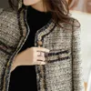 Giacche da donna in stile francese piccoli fragranze tweed tweed corta femmina autunno temperamento over -coat ladies top 230223