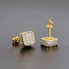 Boucles d'oreilles Stud Hip Hop Classic Iced Out Zircon Accessoires Crystal Punk Fashion Bijoux pour hommes