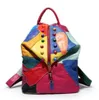 Bel çantaları marka retro orijinal deri sırt çantası koyun derisi bayan tasarımcı seyahat renkli patchwork lüks alışveriş çantası mochila 230223