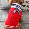 ملابس الكلاب دافئة أحياء الحيوانات الأليفة ملابس شتوية للكلاب الصغيرة Chihuahua pug cat reknited cat pulppy pullover with bowtie clothing