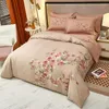 Ensembles de literie Vibrant Blossom Flowers Housse de couette Chinoiserie Chic Blooming Cotton 4Pcs Soft Set Drap de lit Taies d'oreiller