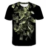 Men's T-Shirts Summer USD U.S. Dollar Bills Money 3D Printed T Shirts Casual Boy Girl Kids Fashion Streetwear Men Women Children Tops 022223H