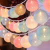 Strängar färgglada bomullsbollar led strängbelysning jul fairy trädgård för hem sovrum utomhus semester bröllop xmas festdekor