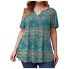 Chemise femme grande taille 5XL t-shirt femmes été col en V manches courtes imprimé fleuri Blouse décontractée hauts vêtements femmes Edar22