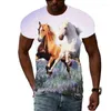 Herren T-Shirts Sommer Männer Casual 3D-Druck T-Shirt Mode Grafik Tier Pferd Für Hip Hop Harajuku Persönlichkeit Rundhals Kurzarm