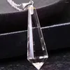 Decorative Figurines Natural Clear Quartz Crystal Point Wand Pendant Reiki Healing Pendulum Chakra Stone Necklace Mineral Rock Gemstone