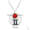 Collane con ciondolo Moda 12 Zodiaco Fortunato Birthstone Gioielli di compleanno Gemme di cristallo di alta qualità Costellazioni per le donne Goccia di lusso Dh8Sv