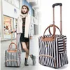 Duffel Bags Fashion Women Rese Business Boarding Bag On Wheels Trolley Påsar stor kapacitet Rese Rolling Bagage Retro Girl Fascase Bag 230223