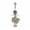 Кнопка пупок Bell Rings D0154 Кокосовое дерево живописы, цветы цвета бросают ювелирные ювелирные украшения dhgarden dhuim
