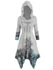 Casual Kleider Plus Größe Gothic Baum Druck Gestrickte Hoodie Kleid Frauen Lange Tunika Herbst Winter Halloween Lace Up Mit Kapuze 5XL