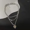 Цепочки женское сердце в форме сердца многослойное ожерелье для вечеринки модные ювелирные украшения подвесные аксессуары хип -хоп -воротнич