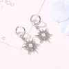 أقراط Hoop 1Pair Fashion Star Rhinestone Alloy for Women Gold Color Silver Wedding Party Club Jewelry 35mm x 20mm