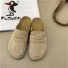 Zapatillas de lujo de diseñador Sandalias Birkinstocks Zapatillas Baotou de cuero genuino Mujer PLOVER Woodpecker se puso una vaca helada con un pie y usó la mitad de la sensación