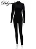 Jumpsuits voor dames rompers dulzura herfst fluweel sexy y2k kleding lange mouw o-neck bodycon magere ritsjumpsuit dames sportieve streetwear romper outfits 230223