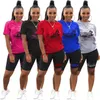 2023 été femmes survêtements deux pièces tenues à manches courtes t-shirt haut et vêtements de sport Joggers costume N6664 #