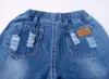 Jeans Summer Shorts Infantil Blue Tear Ripped calça curta para meninos Mody Boys Roupas infantil roupas 4-9 anos 230223