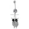 Nombril Bell Button Rings D0037 Hibou Animal Belly Ring Mix Couleurs Drop Livraison Bijoux Corps Dhgarden Dhxwt