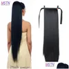 Synthetic Wigs Mstn 30Inch Hair Fiber Heatresistant Straight With Ponytail Fake Chipin Pony Tail Wig Drop Delivery Products Dhoi1