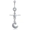 Navel Bell Button Rings D0076 Star And Moon Belly Body Piercing Jewelry Dangle Accessories Fashion Charm Drop Delivery Dhgarden Dha6G
