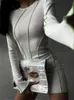 Sukienki swobodne nsauye seksowne klub Ribber dzianiny Y2K mini bodycon impreza kobiety jesienne paski o szyję moda z długim rękawem 230223