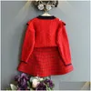 Ensembles de vêtements bébé filles vêtements d'hiver pull en tricot manteau robe en tricot deux pièces tenues décontracté automne enfants bambin ensemble Drop Deliver Dhs0P