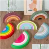 Sorting Nesting Stacking Toys Kids Arch Bridge Rainbow Building Blocks Wooden Toy Baby Early Education Color Cognitive Blockstoy Dh5Rz