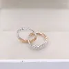 Brincos de argola Real 18k Branco Rose Gold For Women Full Star 13mmdia presente