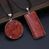 Pendant Necklaces Natural Coral Pendants Necklace Fashion Round Rectangle Red Charms For Jewelry Making Bracelet Women Gift