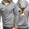 Heren Hoodies Cool Dog Print Zipper Jacket Autumn Black Heren Casual Sweatshirt Cartoon Men Hoodie Fashion Brand Streetwear