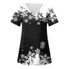 Women's T Shirts Zipper Long Sleeve Shirt Women Women's Ladies Casual Christmas Print Short Pocket Loose Caring Spandex