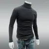 T-shirt da uomo Trend Maglione a collo alto da uomo Camicia a maniche lunghe in maglia T-shirt basic a collo alto tinta unita Autunno Inverno Tenere al caldo Solido MQ50