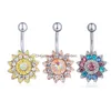 Navel Bell Button Rings D0728 Bowknot con fiore Belly Ring Mix colori Drop Delivery Jewelry Body Dhgarden Dhrx6