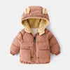 Hoodies Sweatshirts 2023 Korean Autumn Winter Children Boy Parkas Cartoon Bear Ears Little Girl Jacket Coat 1-6 Years Kids Outerwear Outfit 230222