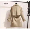 Women's Trench Coats Autumn Women Short Coat Double Breasted Belt Casual British Wind Loose Overcoat Phyl22