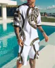 Tute da uomo Abiti oversize Due pezzi Set Tuta Vintage Casual Streetwear 3D Stampato Beach Uomo Estate Maglietta Pantaloncini 230223