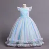 Robes de fille EACHIN 2022 Nouvelles filles élégantes maille princesse robes mode mouche manches arc-en-ciel robe de mariée enfants longs tulle vêtements de fête Z0223